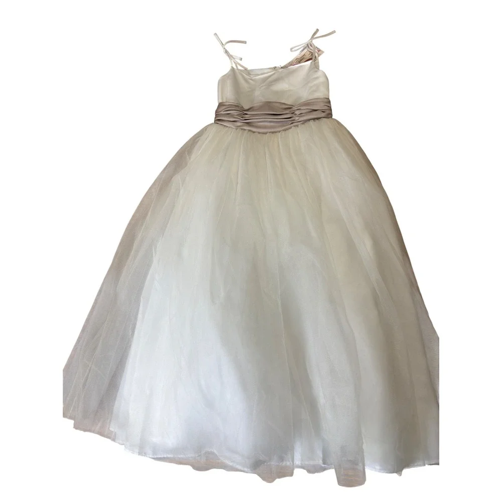 Sweet Beginnings Flower Girl Dress Kids 5 White Champagne Tulle Ball Gown